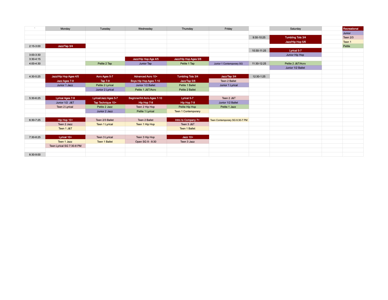 Schedules Art In Motion Dance Center